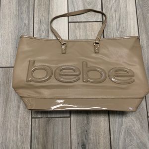 Pebbled Leather BEBE Madison Tote In Taupe BNWT